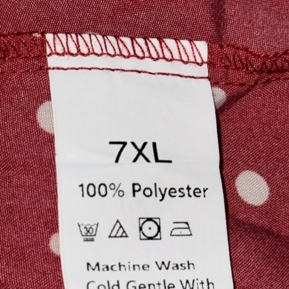 Red Polka Dot Womens Dress 7XL V-Neck Flowing Design Lightweight Polyester - Picture 4 of 6